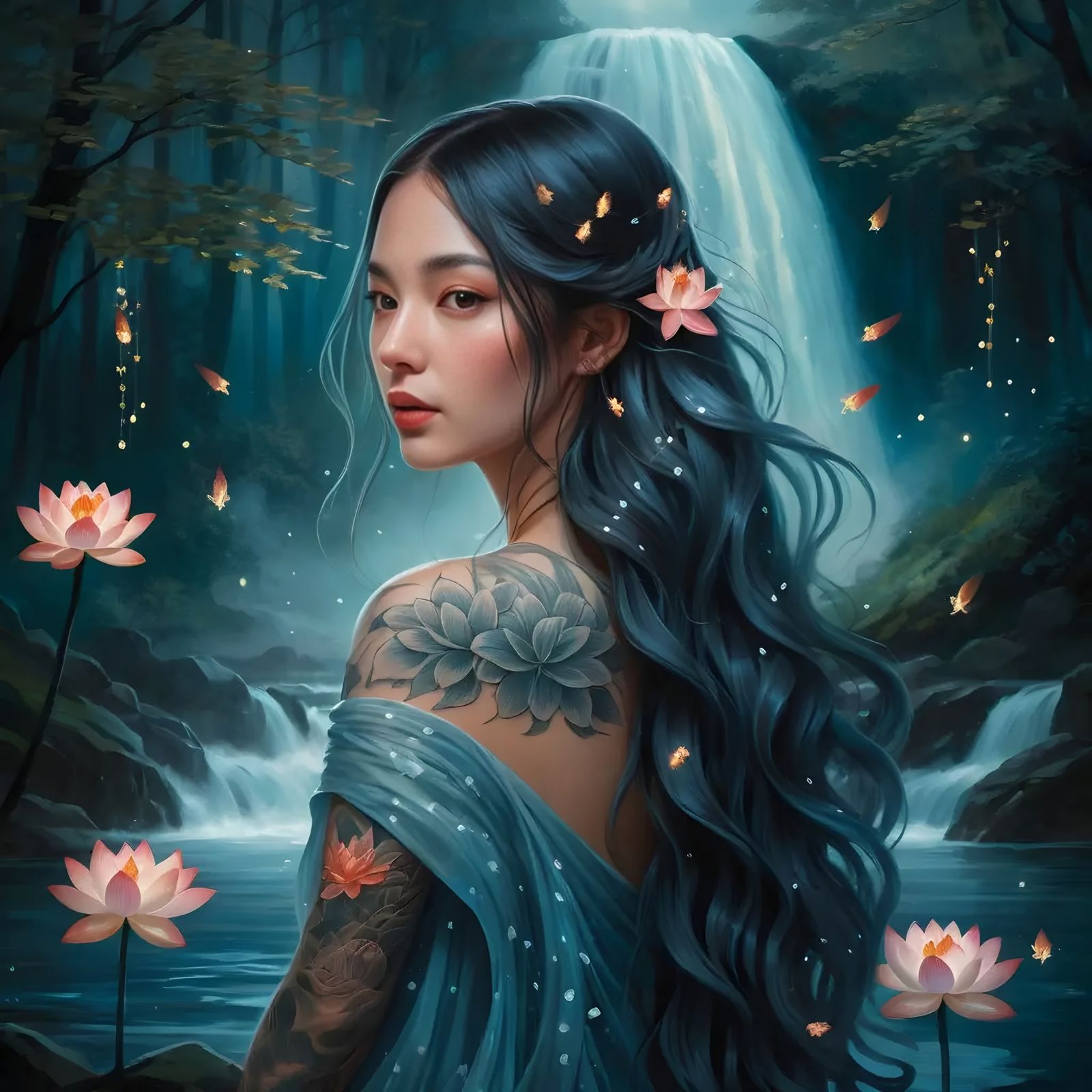 Whispers of Lotus Waterfalls