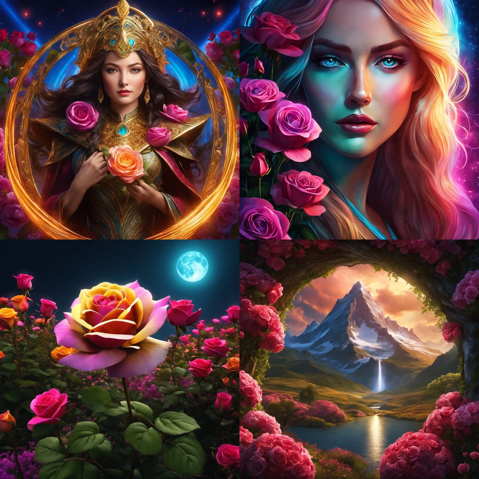 Rainbow Rose Middle-Earth Landscape with Gandalf