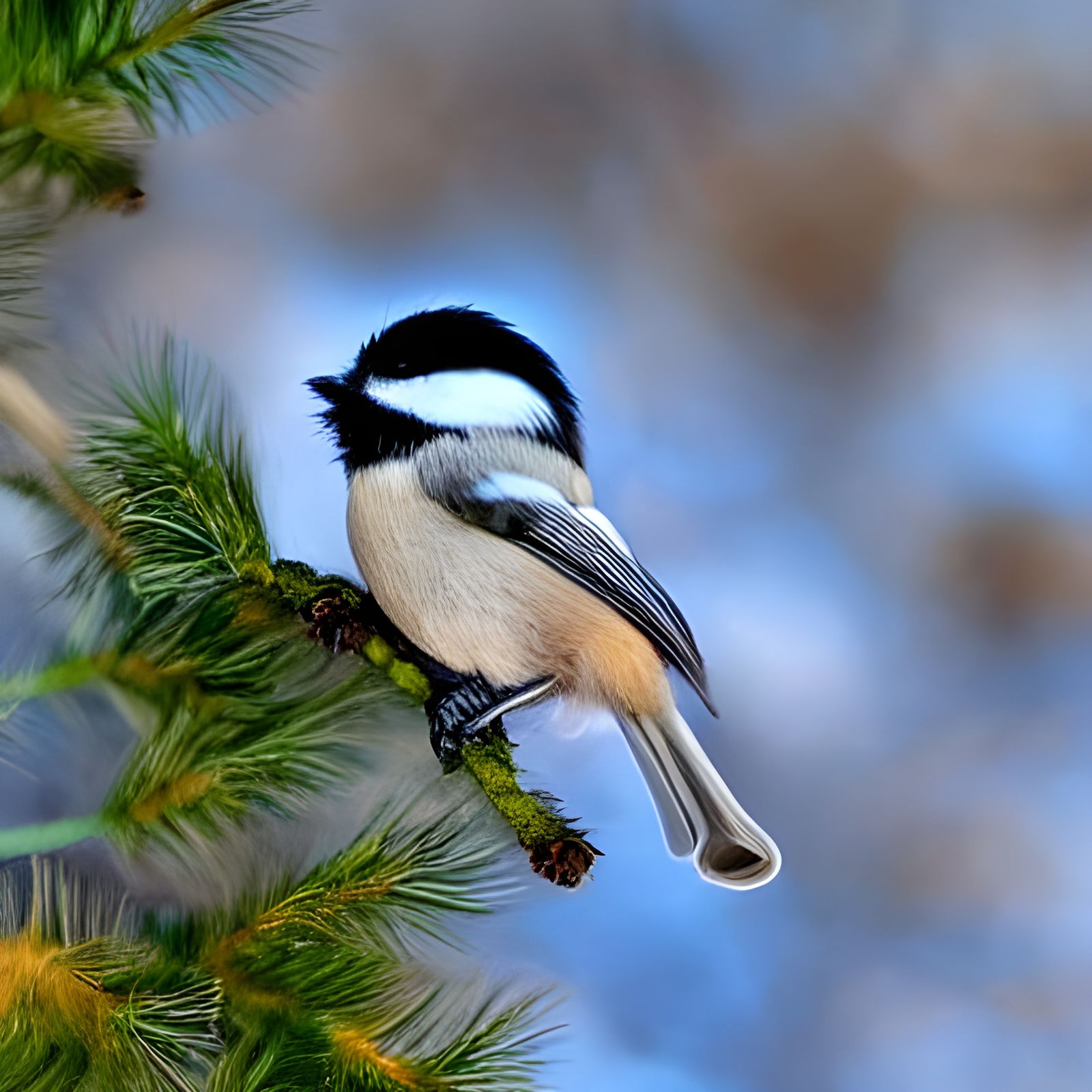 Chickadee on a branch - AI Generated Artwork - NightCafe Creator