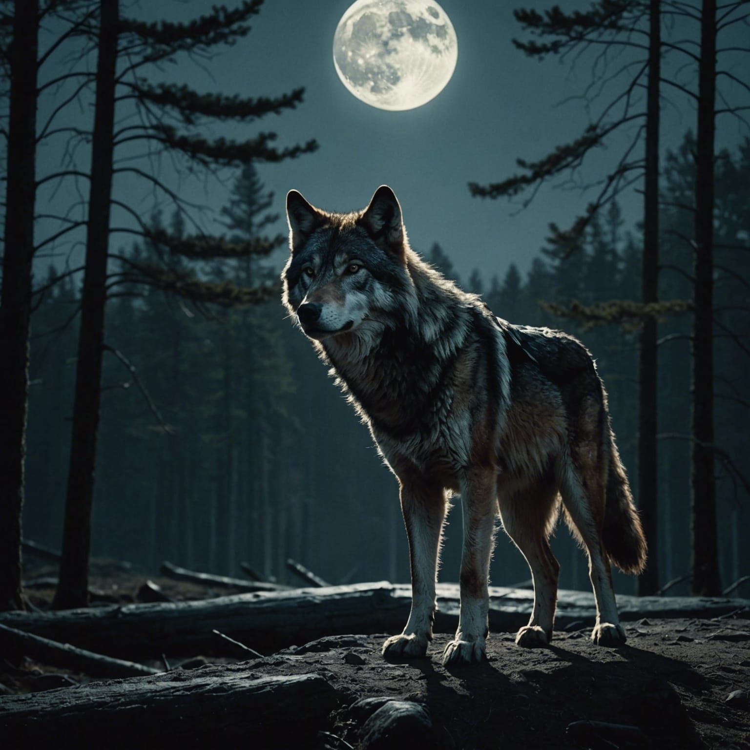 a wolf under mond