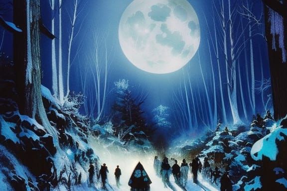 Ice Winter Ghostly Spriggan yokai parade in the underworld f...