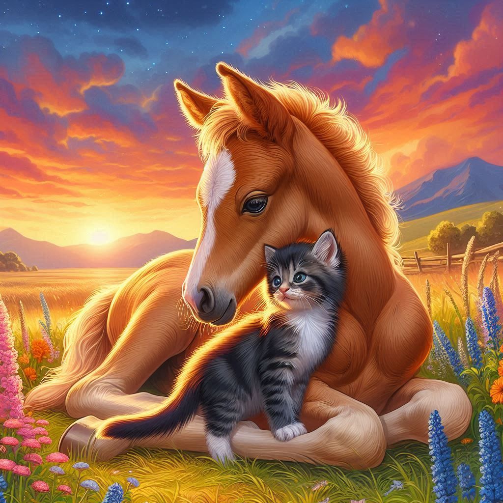 kitten and foal.
