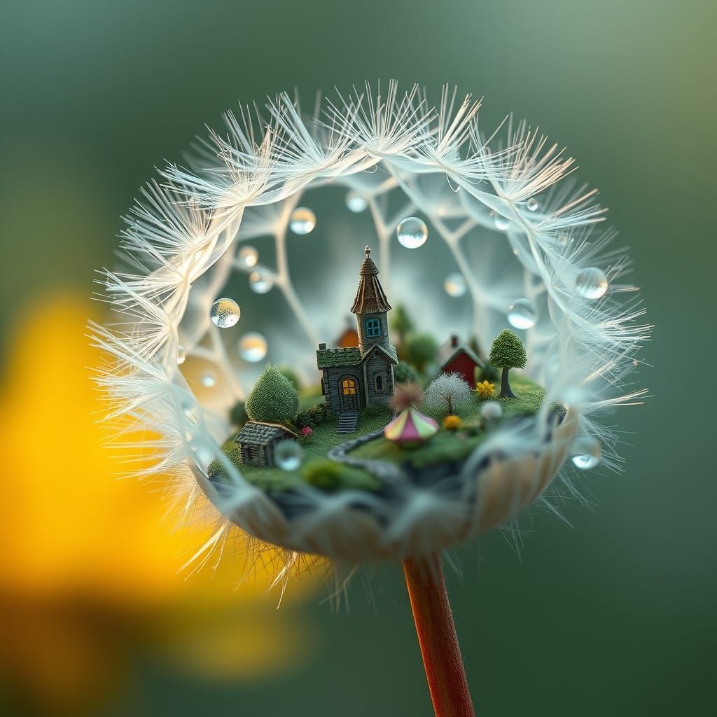 A single dandelion seed floats gently through the air, carrying with it a miniature world of hope and ...  by @Debbie Dwarika