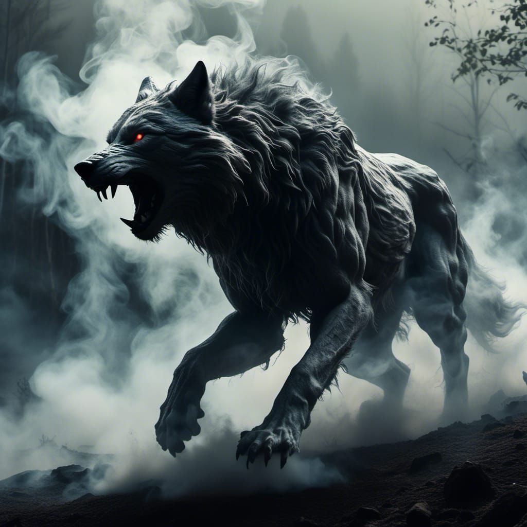 Majestic Wolf Emerges From Mist in Photorealistic Style