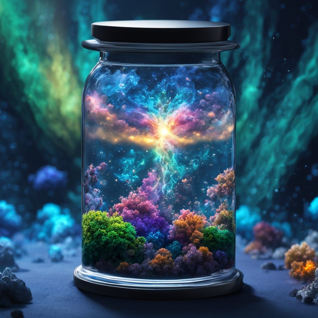 Nebula inside a bottle. Prompt borrowed from Xarir @xarir