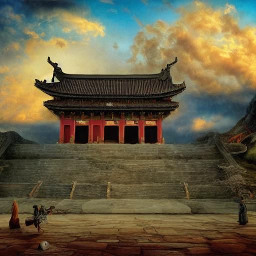 Red Dragon Sacrifice Ceremony in Surrealist Style