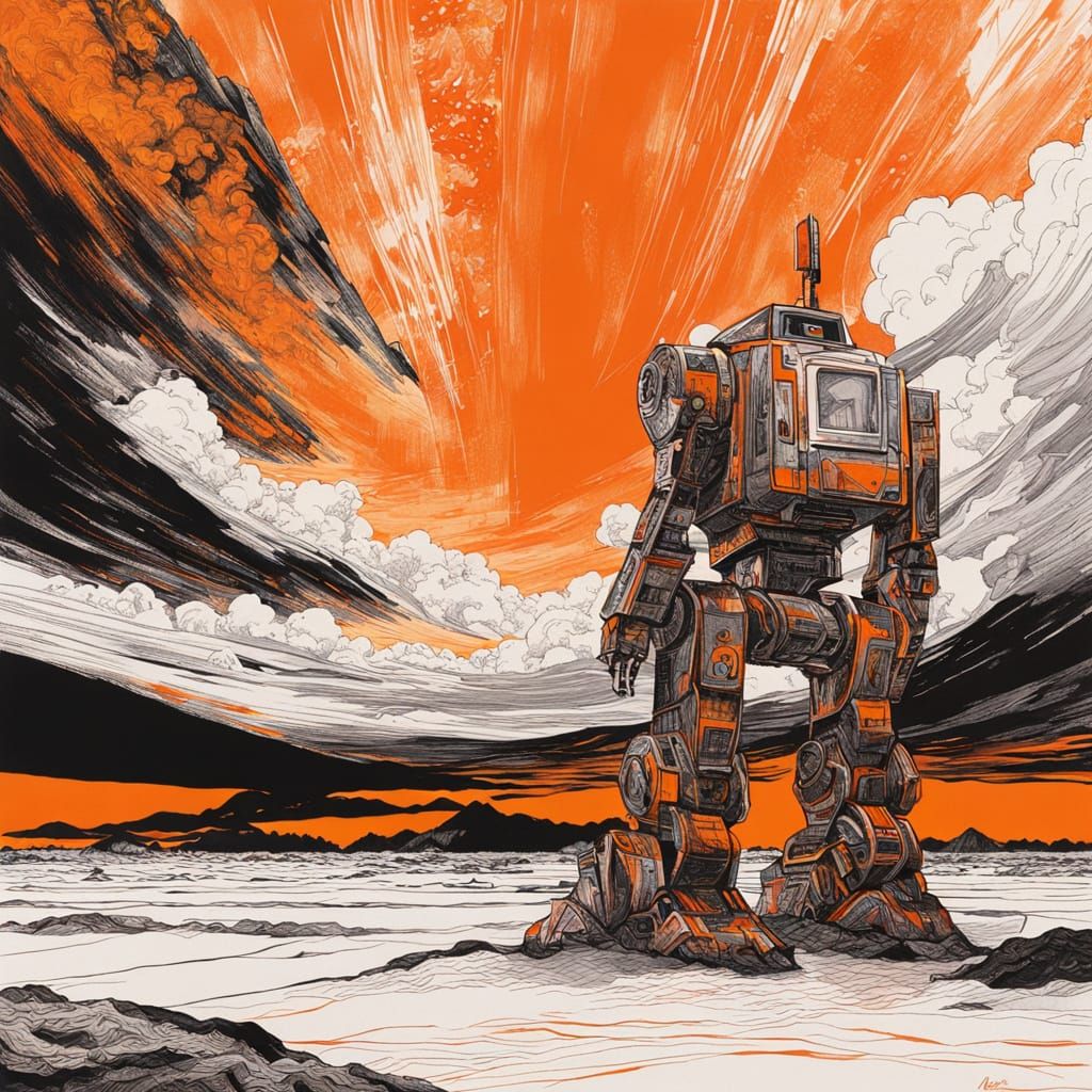 Walker Under the Orange Sky  by @Shlucky