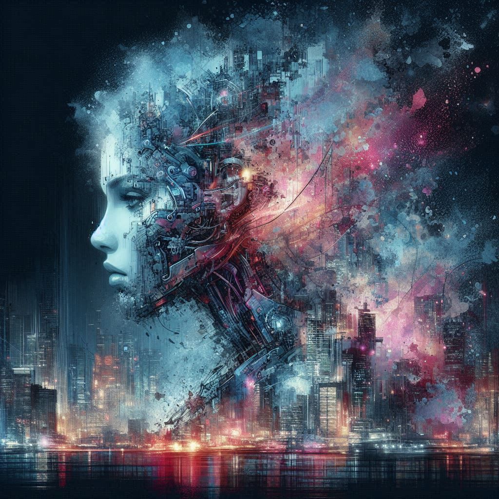 Double exposure beautiful landscape portrait..