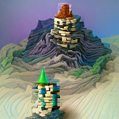 Wizard tower on a mountain ridge