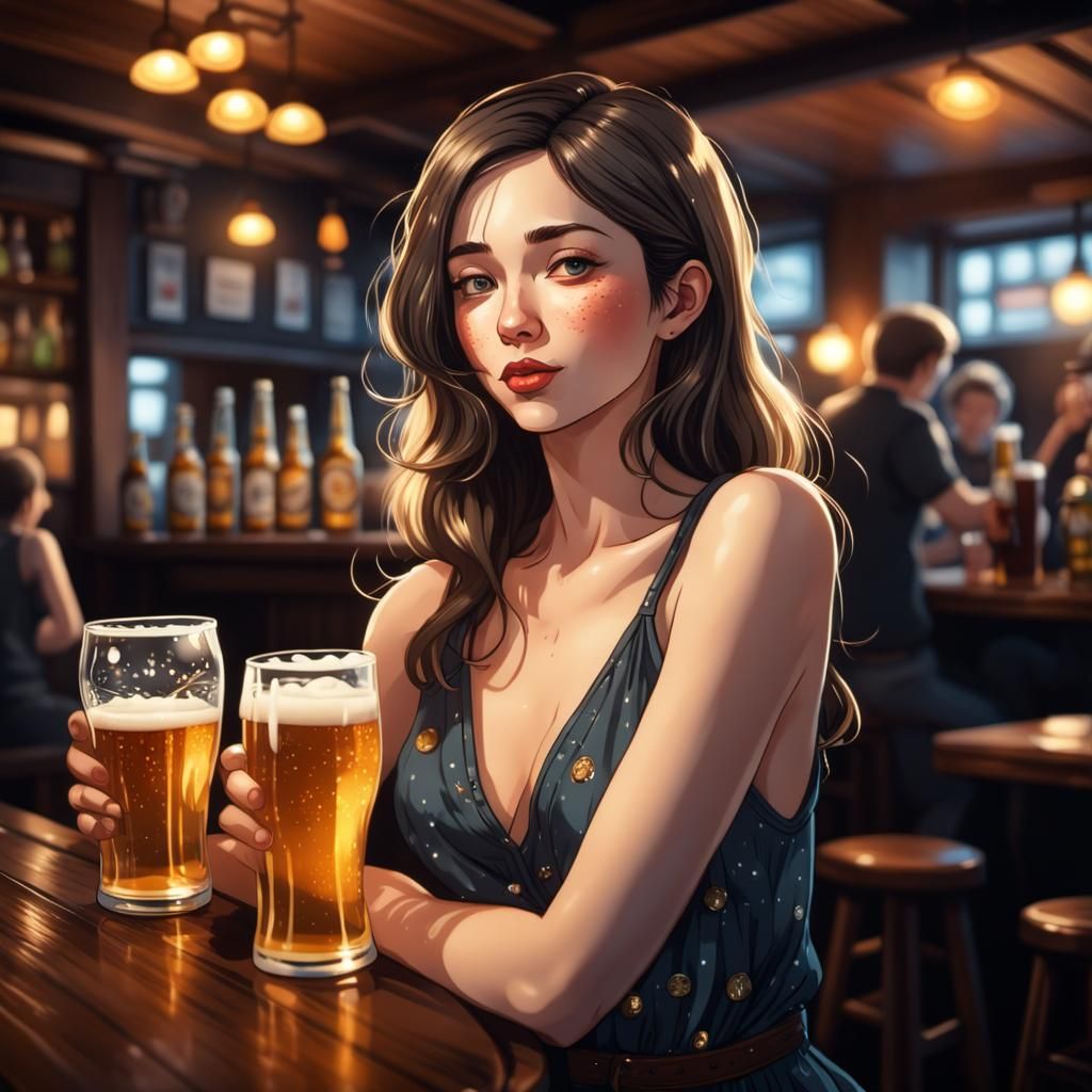 Girl At The Bar   AI Generated Artwork   NightCafe Creator