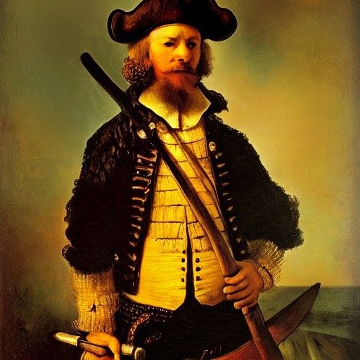 Portrait of a suave and beautiful pirate with a battle ax, P...