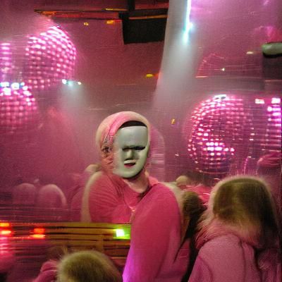 Pink face at a disco