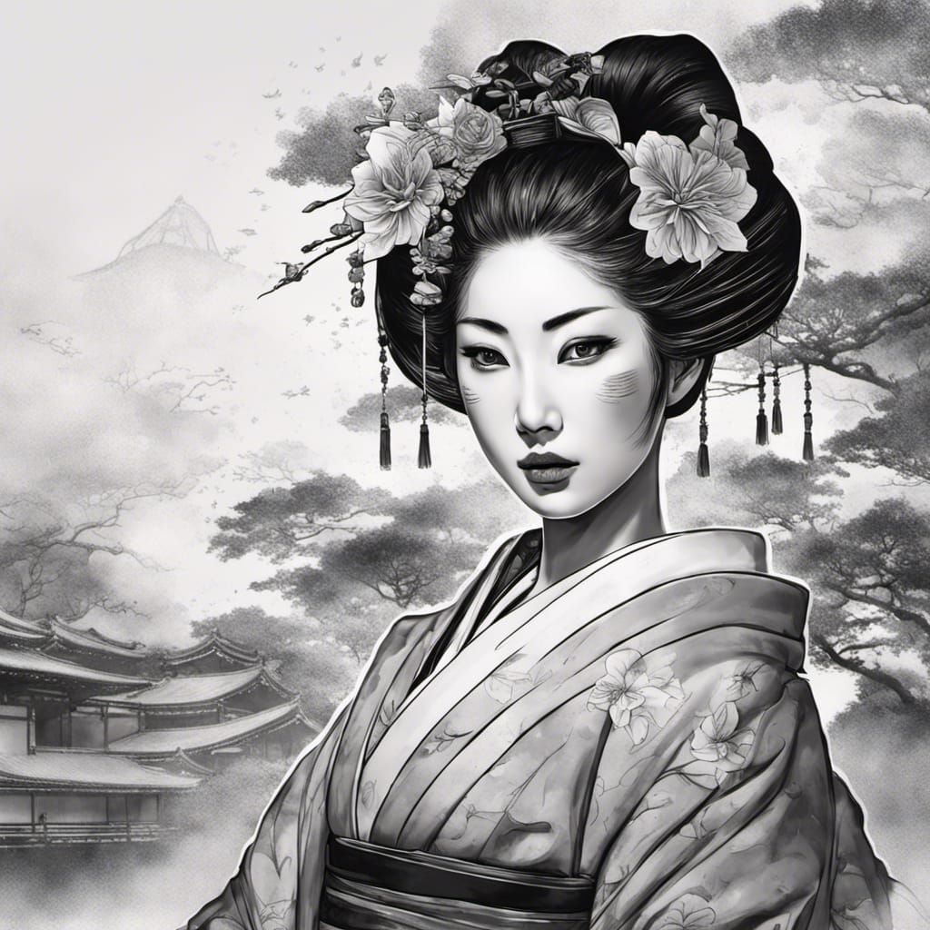 Ink Geisha 6 - AI Generated Artwork - NightCafe Creator