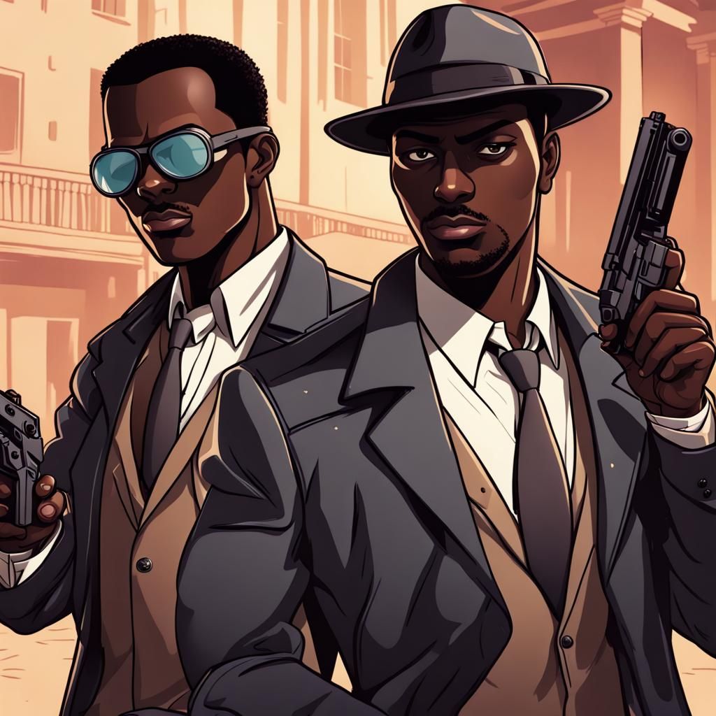 A beautiful male  dark skinned detectives shooting at bad gu...