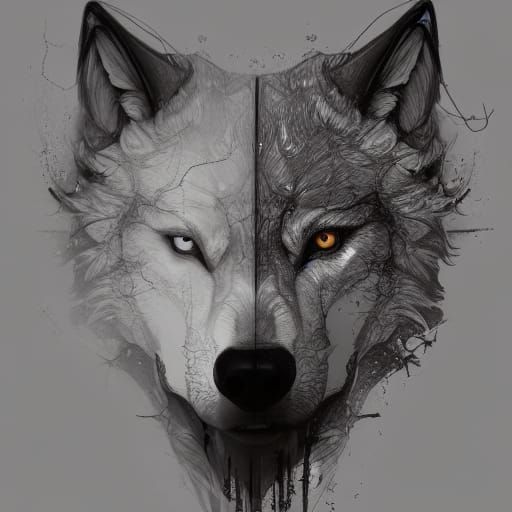 Human transforming into wolf