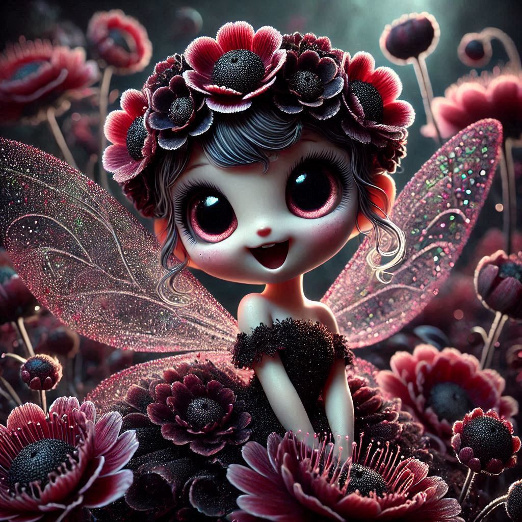 Cute Dark Scabiosa Fairy
