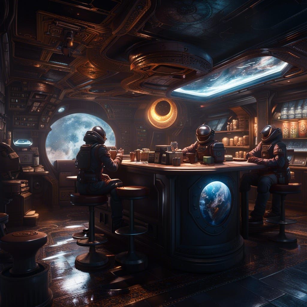 stopping at a coffee shop in space