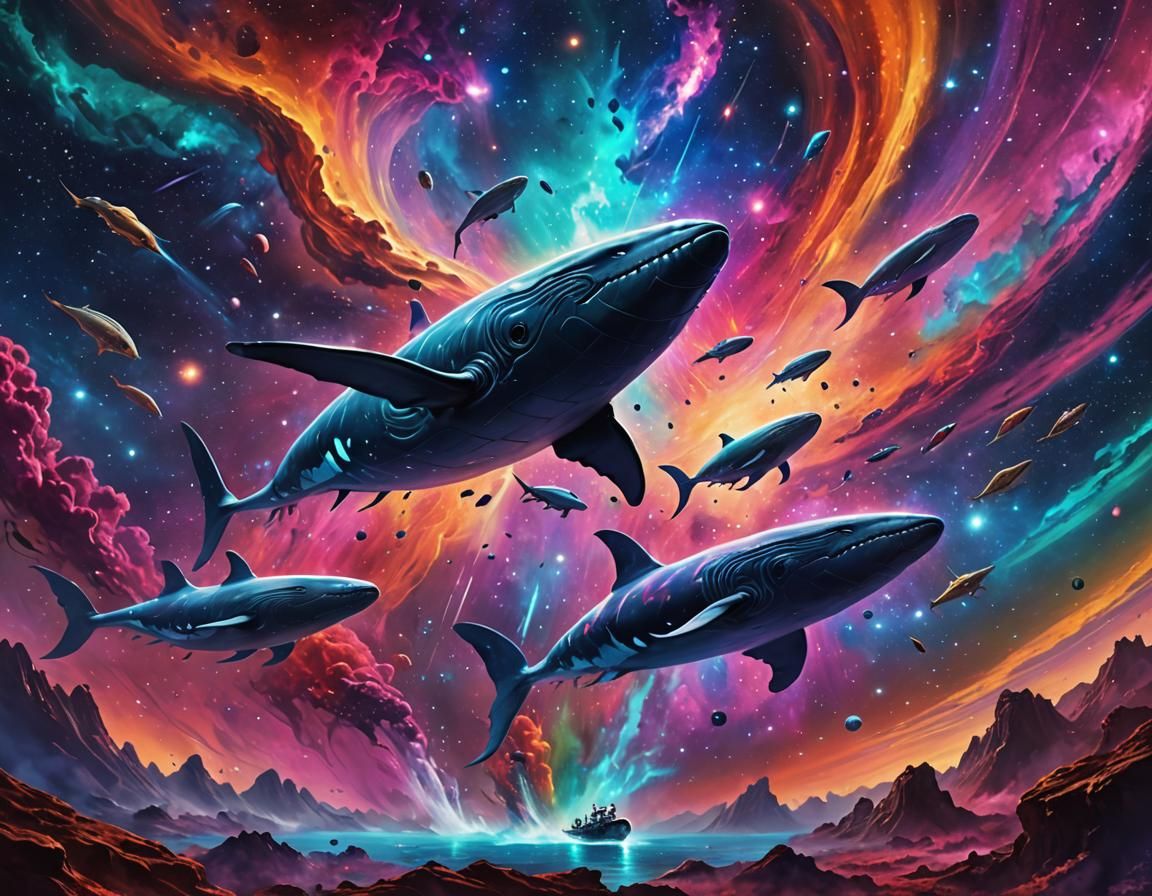 A pod of majestic giant space whales  by @MuzMonster