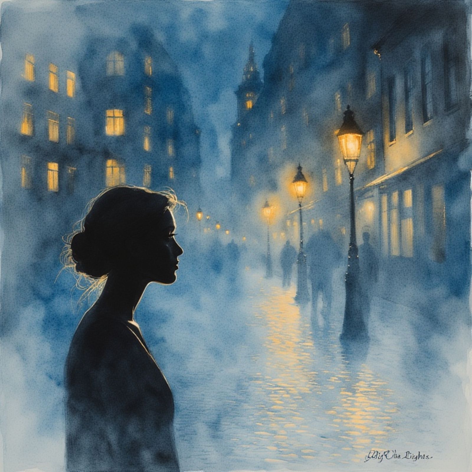 the elegant silhouette of a woman in profile