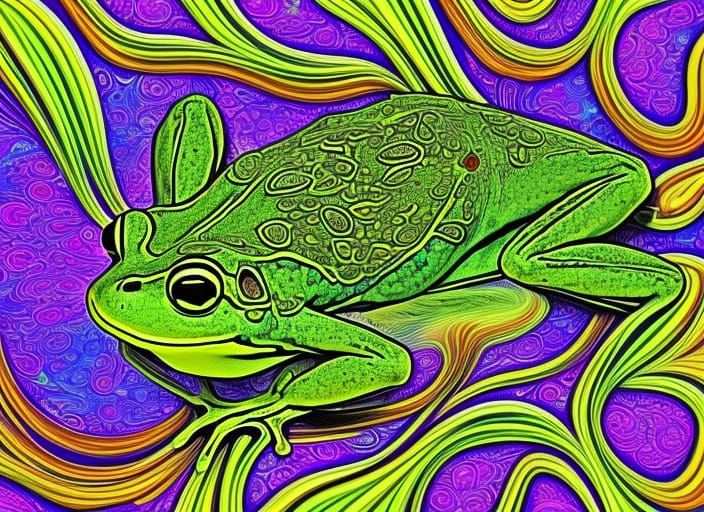 hallucinogenic frog pond - AI Generated Artwork - NightCafe Creator