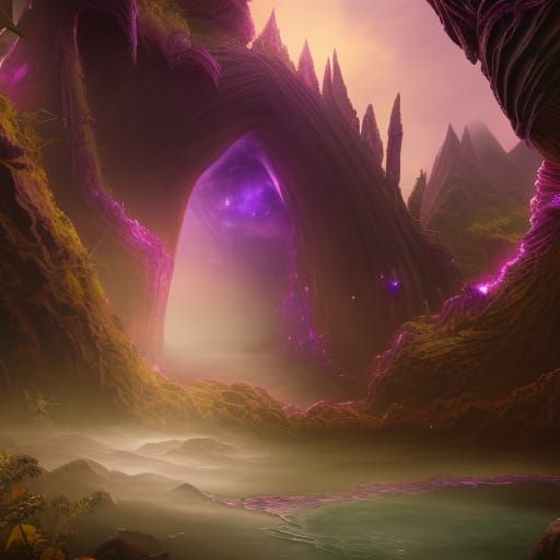 Amethyst Portal To Amber City - Ai Generated Artwork - Nightcafe Creator