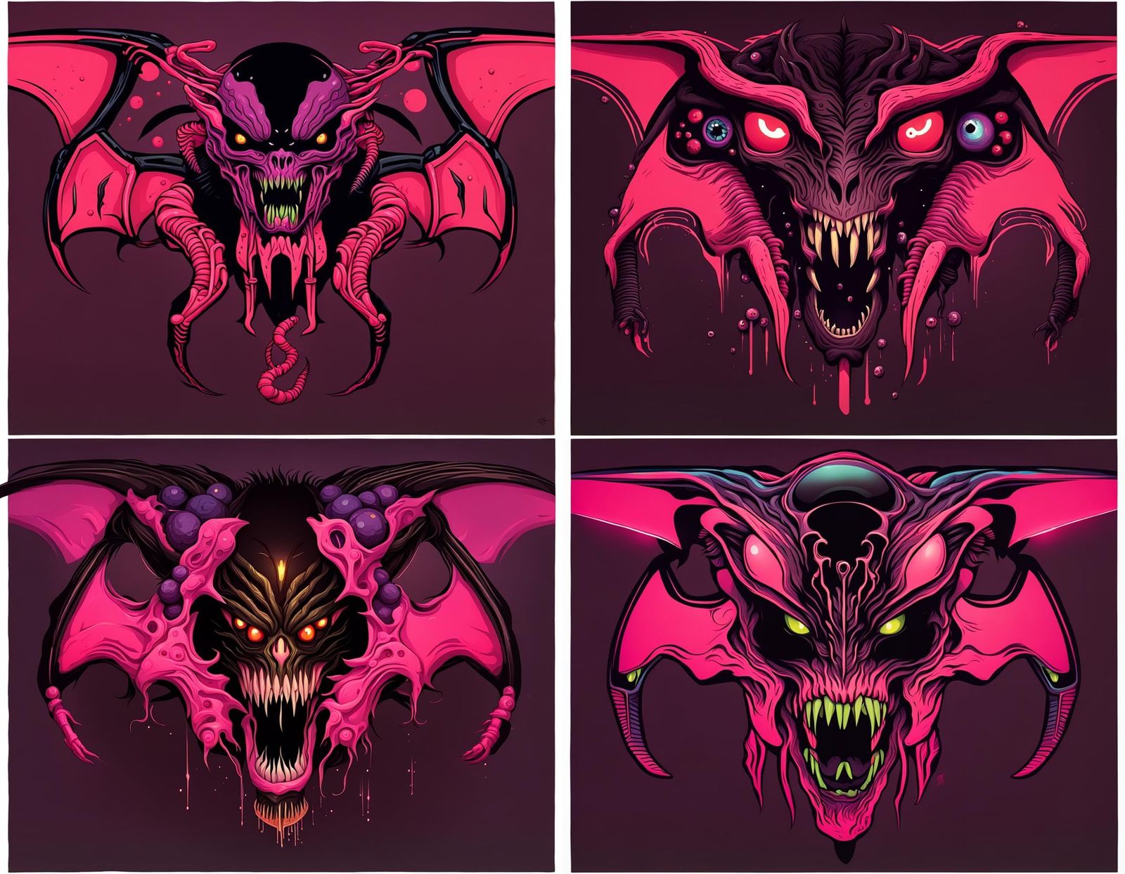 Colorful eldritch Xenomorph muscle car mixed with a creature...