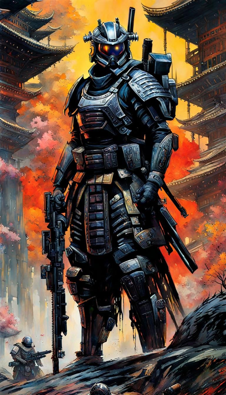 Cybernetic Samurai Resurrection: Digital Art in Expressionis...