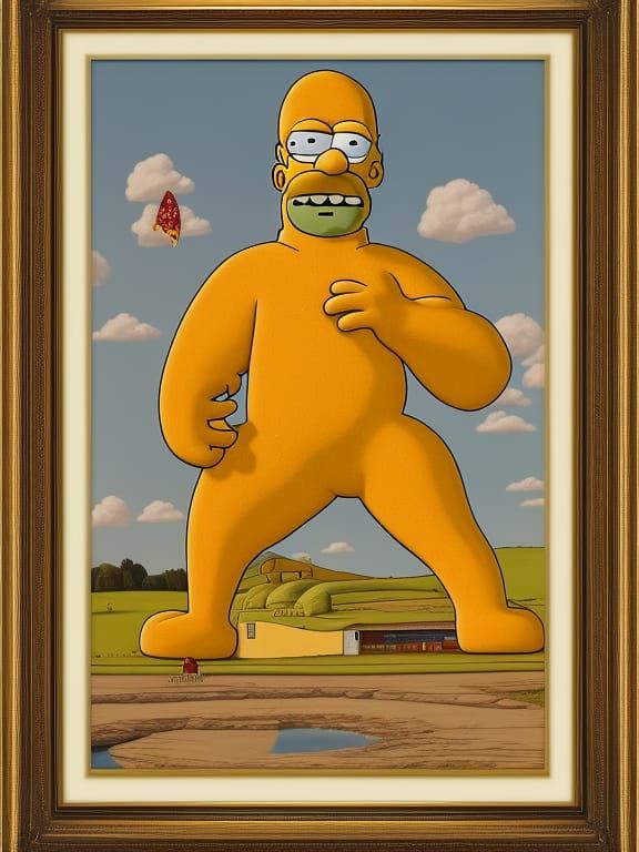 Homer Simpson sculpture carved out of cheese.