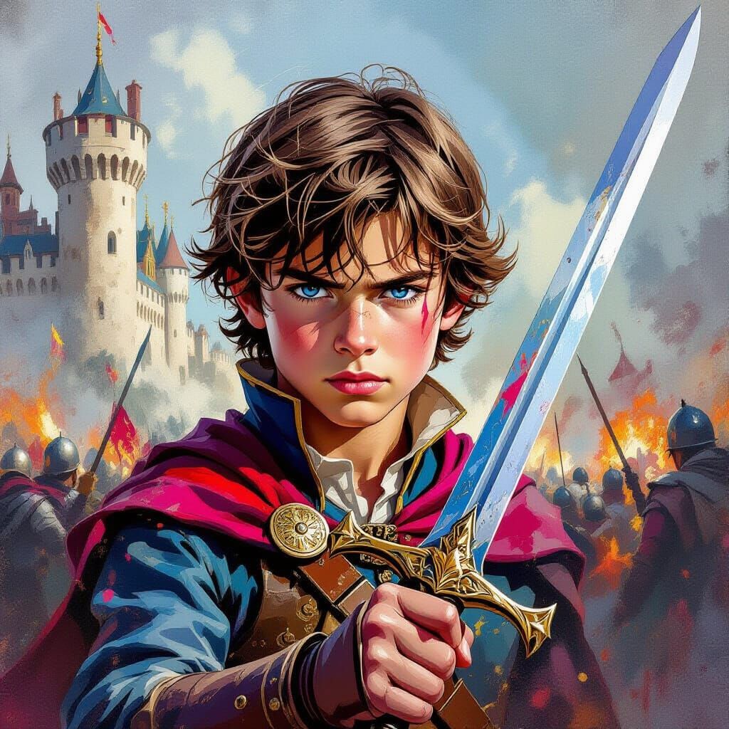 Prince Ready for Battle in Colorful Graffiti Art Style