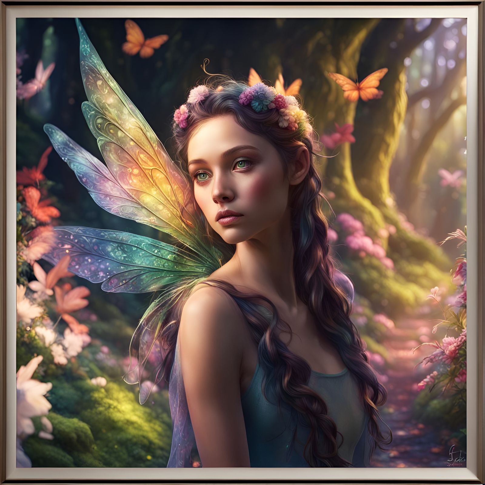 Walk through fantasy fairy enchanted forest, Hyperrealistic, splash art ...