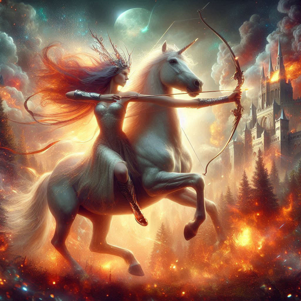 Female Warrior on horseback