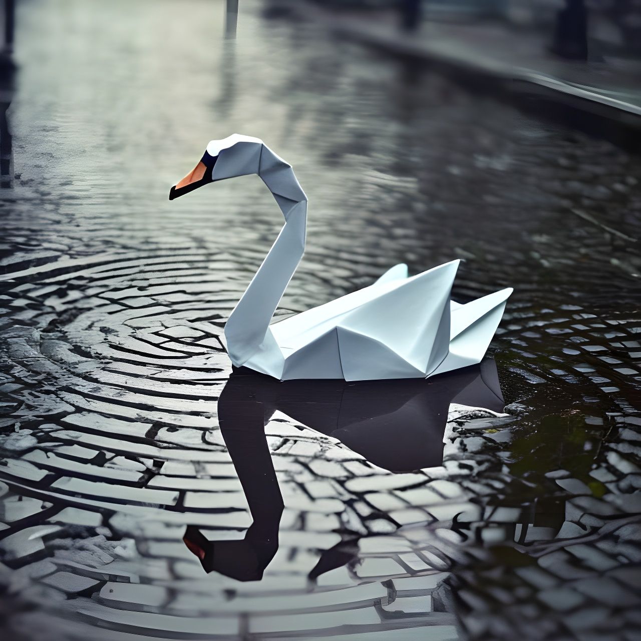 Swan Lake Mobile shipping with Seven Origami Swans