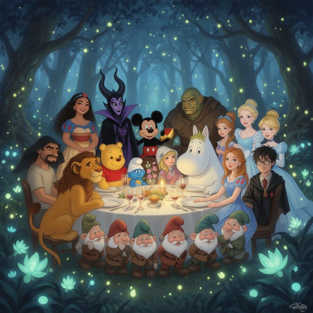 Fantasy Characters Dine in Enchanted Forest