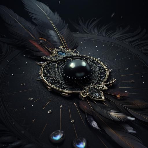 Indigeouns designed feathers dotted rain drops black pearls