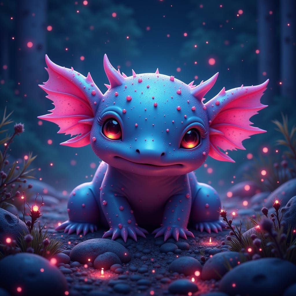 A hyperrealistic digital artwork of an adorable cute cartoonized axolotl , <lora:Earth and texture:0.5> ...  by @secretwitch