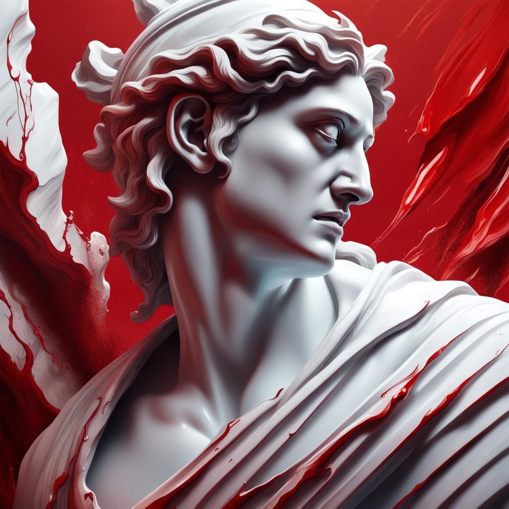 The white marble statue