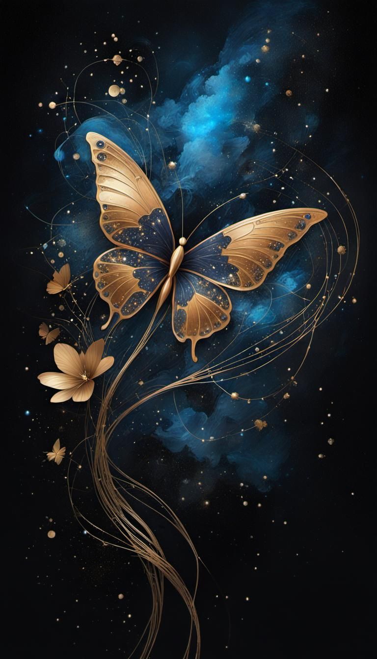 Abstract art flower and butterfly   by @photon