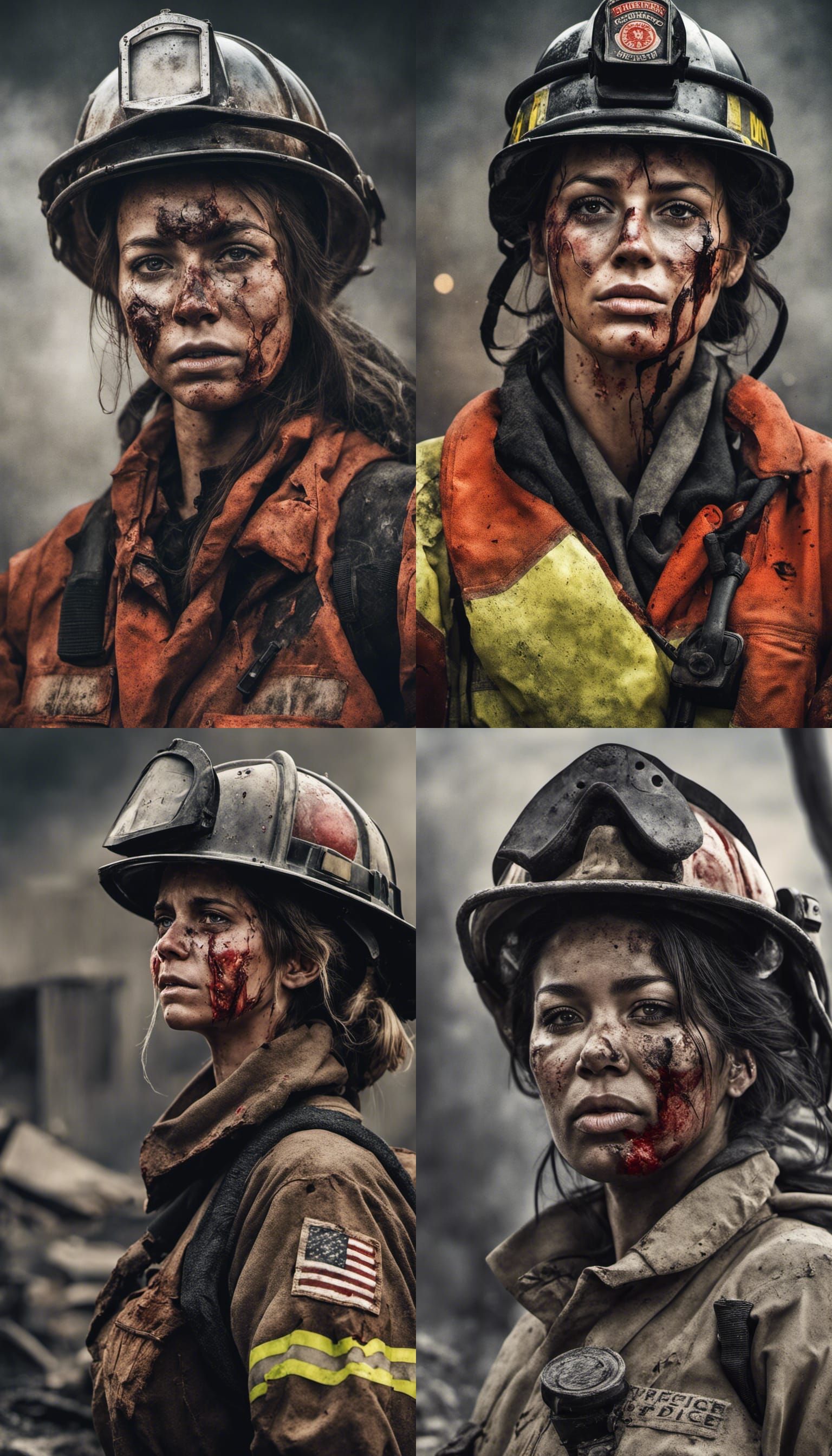 A firefighter stands amidst devastation