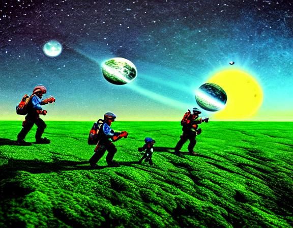 daryl and phillip farming with alonzo on the moon of a green...