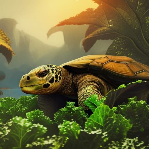 Tortoise Eating Kale AI Generated Artwork NightCafe Creator