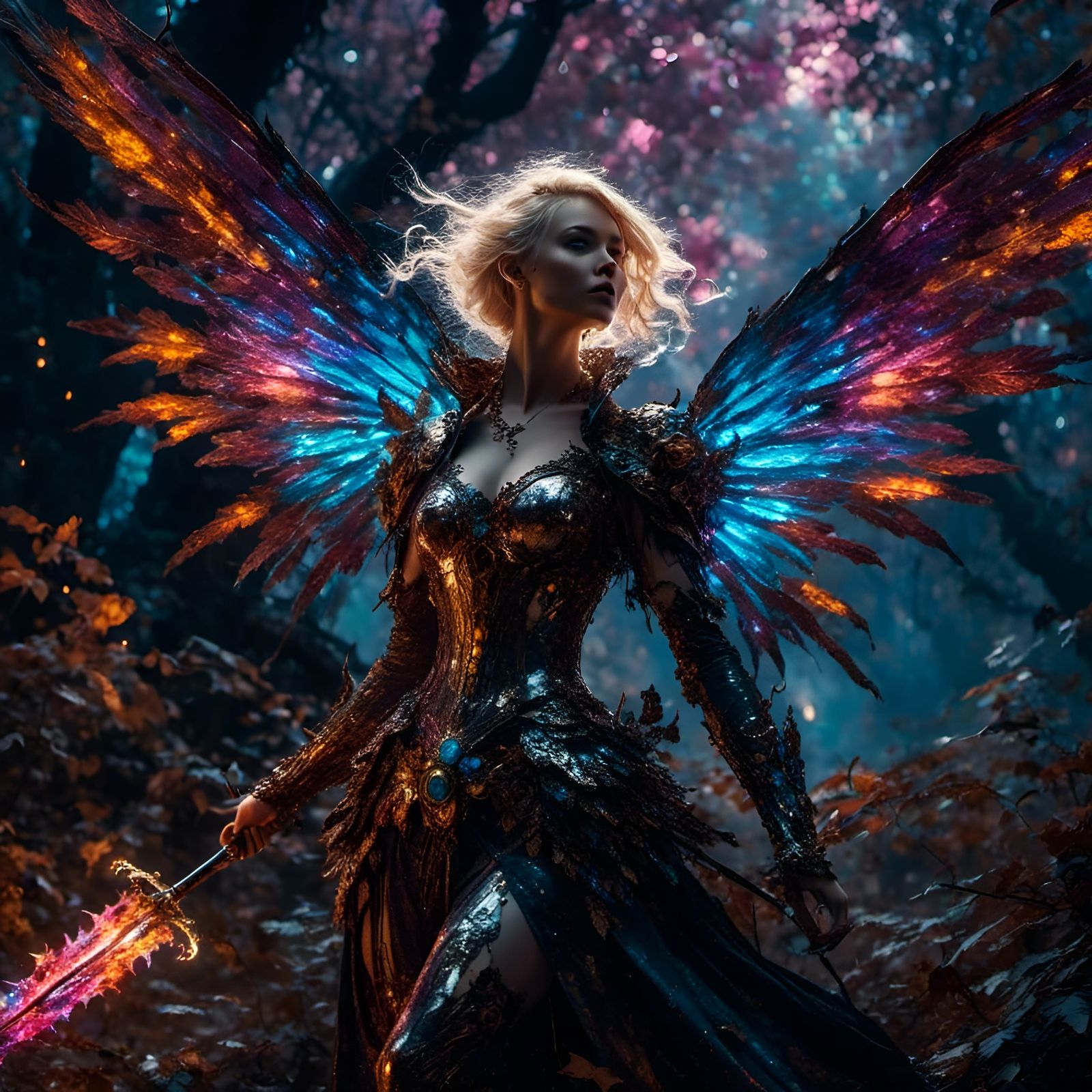 Anime style super powers, Hyperdetailed, waring worlds, stunning colors,  vibrant, fairy wings made of fire - AI Generated Artwork - NightCafe Creator