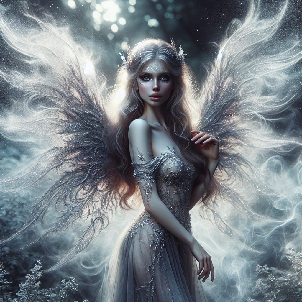 A fey-like, winged woman