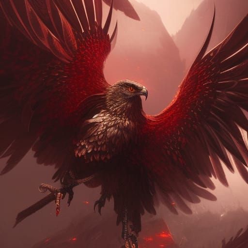 dark red hawk hyperdetailed intricately detailed color corrected - AI ...