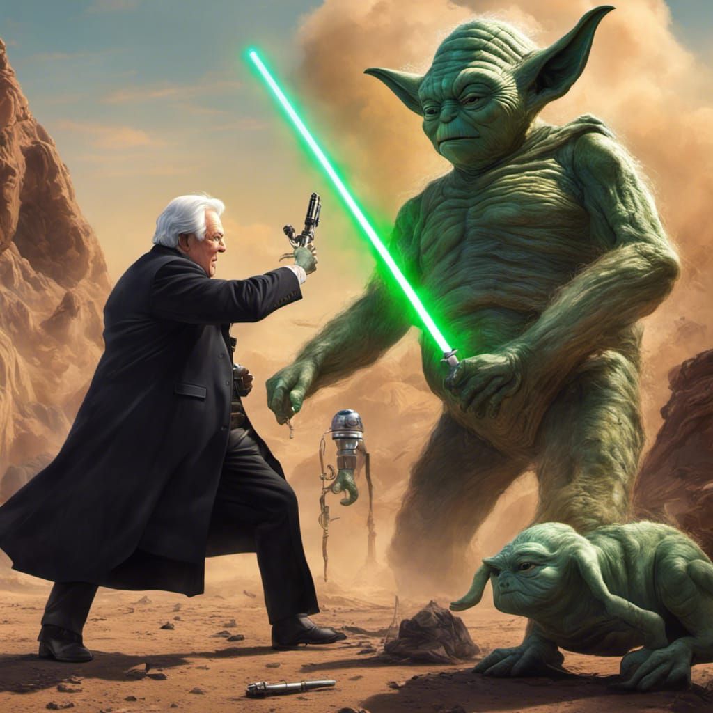 President Millard Fillmore battling a monster Yoda. - AI Generated ...