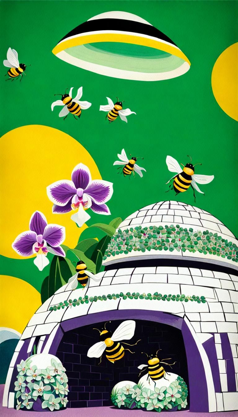 Igloo and Bees with Flowers