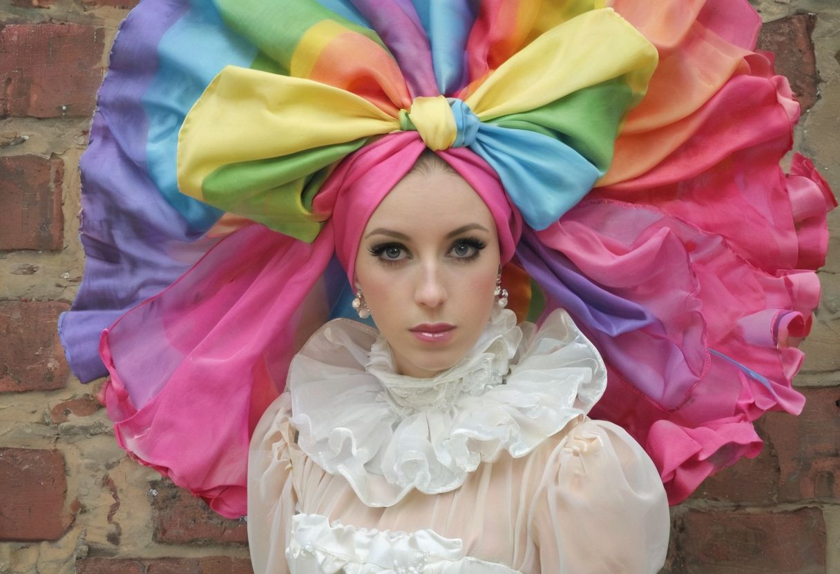 #headscarf #scarf #satin #dress #tacky #sissy #puffy #rainbow #chiffon #long #poofy #bouffant #big hair