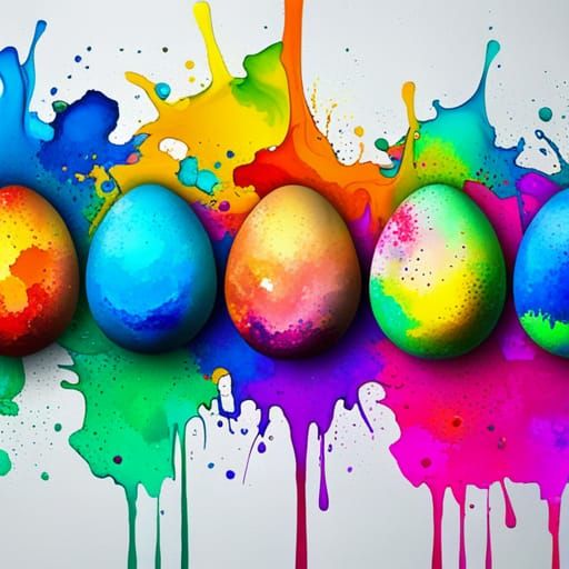 Splatter painted eggs AI Generated Artwork NightCafe Creator