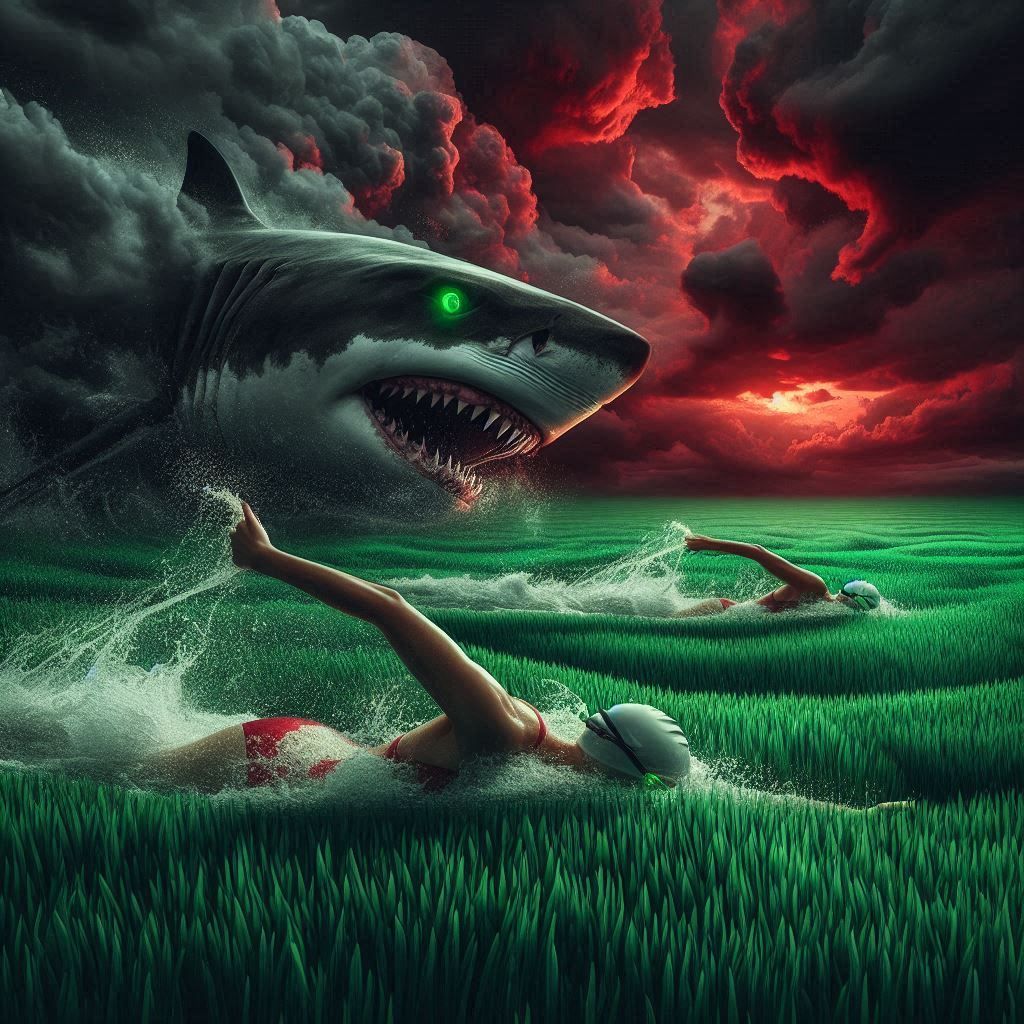 Sharks grassfield. Not safe swimming.