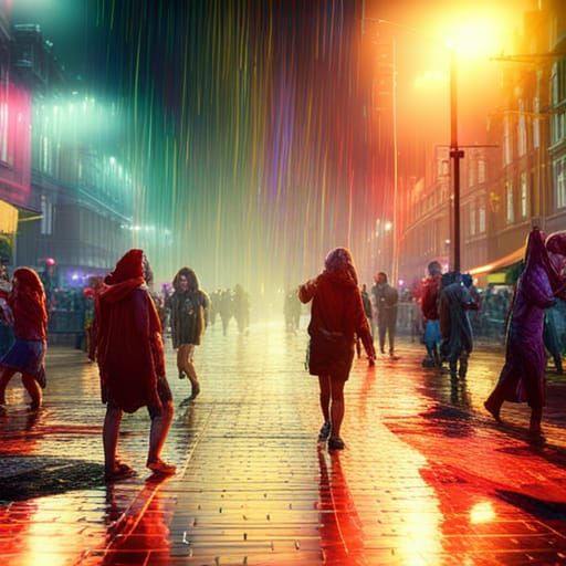 Colourful Rainbow rain