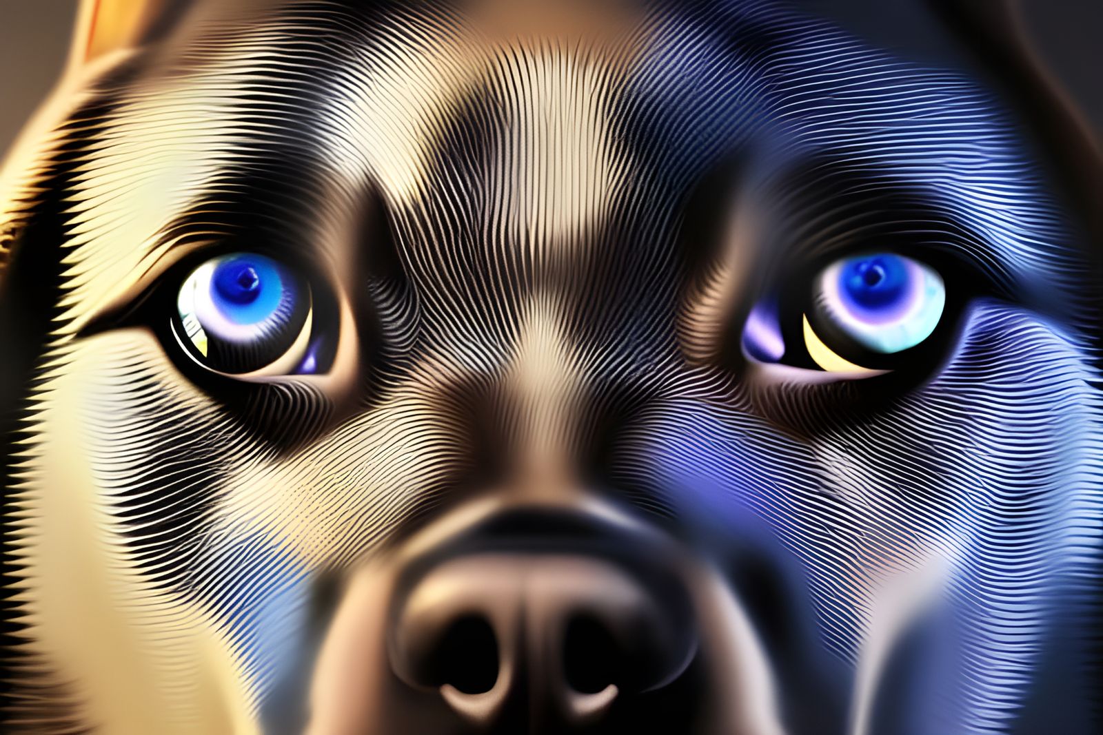 Close up portrait gold eyed dog 8k resolution concept art in...
